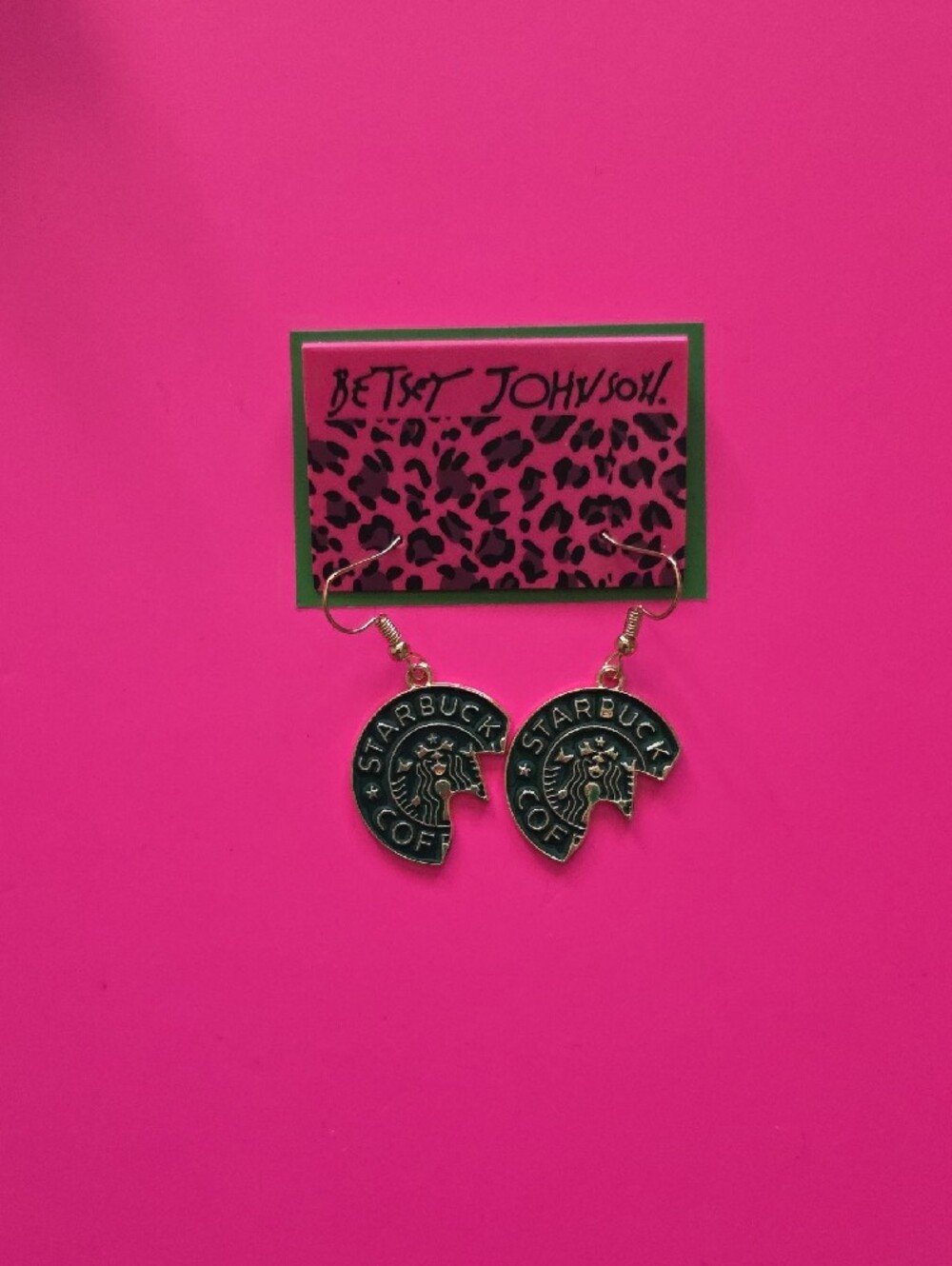 NWOT: Betsey Johnson x Starbucks Earrings & Starbucks Bear Bagcharm Set - Picture 6 of 7
